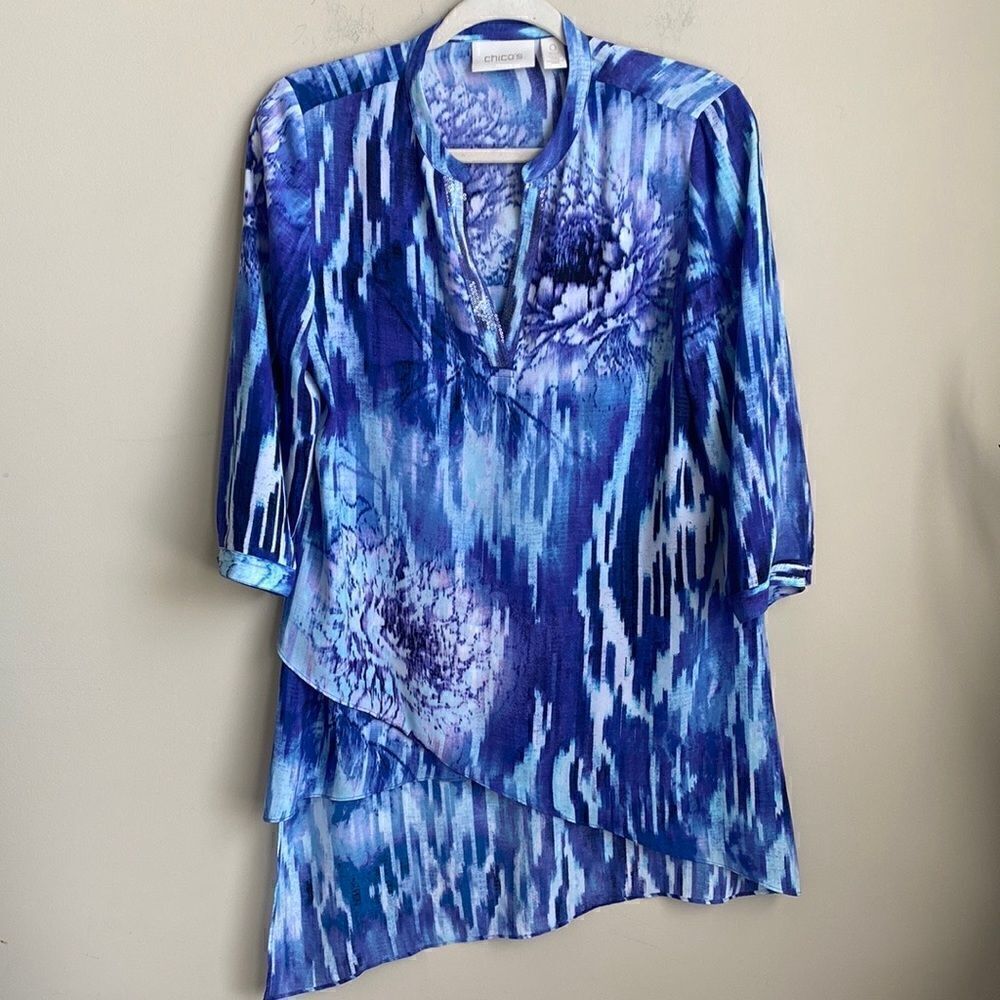 Chico’s Asymmetric Tunic Blouse 0=S